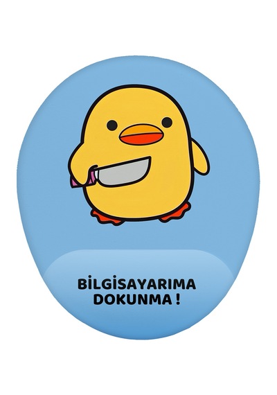 Bela Ördek Bilgisayarıma Dokunma Kaymaz Buruşmaz Kırılmaz Bilek Destekli Mouse Pad Mavi