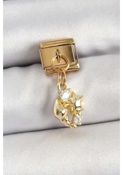 Mey İthalat 316l Çelik Sallantılı Zirkon Taşlı Deniz Kabuğu Ve Yıldız Model Gold Renk Nomination Charm Diğer