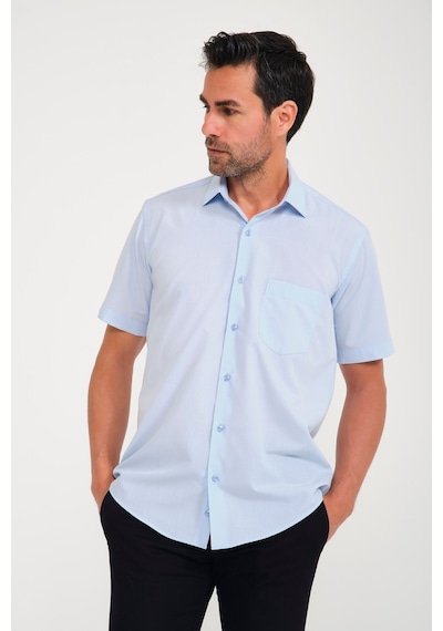 Fitmens Erkek Klasik Kısa Kol Terry Cotton Düz Hediye Kutulu Gömlek - Ö82 Mavi