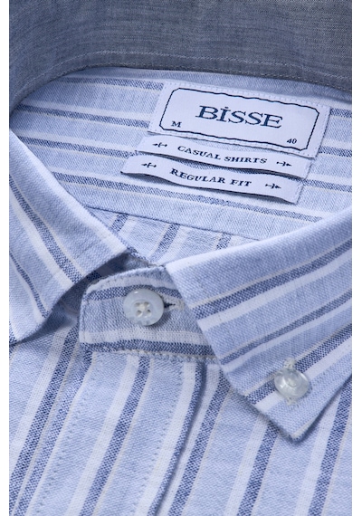 Bisse Paşa Yaka Regular Fit Uk Gömlek T Cep Mavi Gmktn3ps224008 D35 Mavi