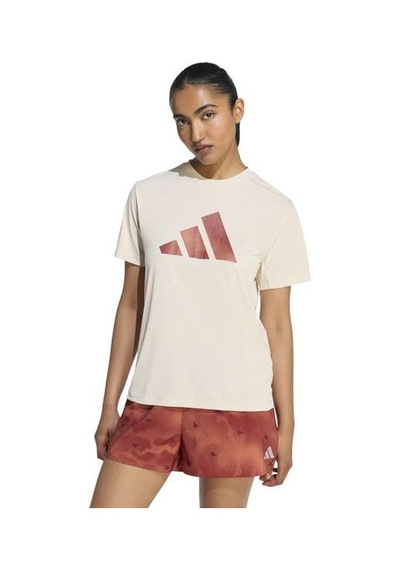 Adidas Running Essentials Brand Love Kadın Bej Yuvarlak Yaka Tişört Bej