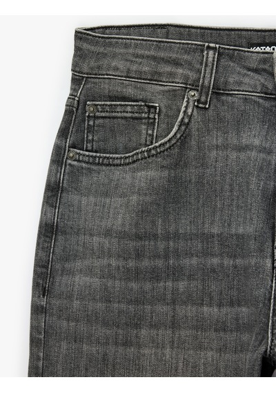 Koton Pamuklu Normal Bel Cepli Straight Fit Jean Pantolon - Mark Jean Siyah 7wam40033nd