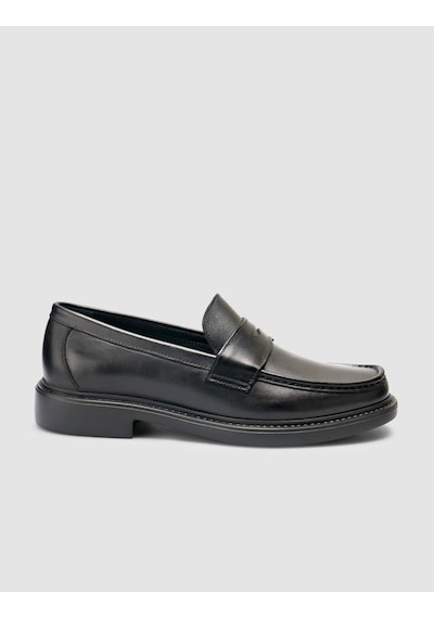 Cabani Serala %100 Hakiki Deri Siyah Erkek Loafer Gece Siyah