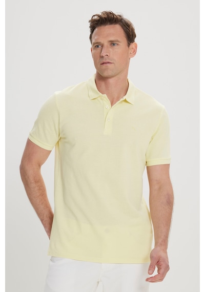 AC&Co / Altınyıldız Classics Erkek Slim Fit Dar Kesim Polo Yaka %100 Pamuk Kısa Kollu Tişört Sarı