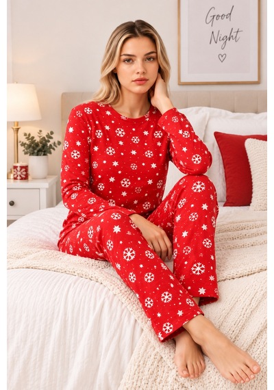 Genel Markalar Kadın Kırmızı Yılbaşı Pijama Takımı Kar Tanesi Desenli Ev Giyim Kırmızı Kırmızı Genel Markalar Kadın Kırmızı Yılbaşı Pijama Takımı Kar Tanesi Desenli Ev Giyim Kırmızı Kırmızı