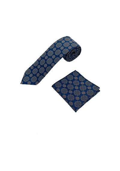 Brianze Lacivert Geometrik Desen Kravat Mendil Set (553607135) Lacivert