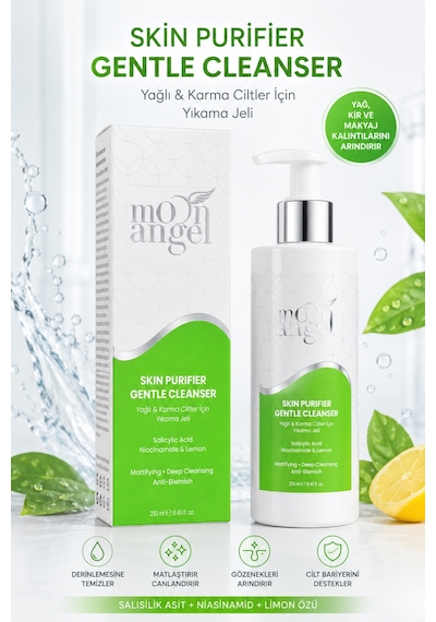 Skin Purifier 3 Lü Cilt Bakım Seti Yağlı Ve Karma Ciltler İçin Temizleyici Jel Tonik Ve Serum Seti