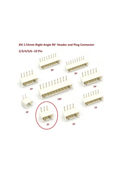 3 Pin Jst-xh 2.54 Tunik Konnektör Erkek Eğik 90