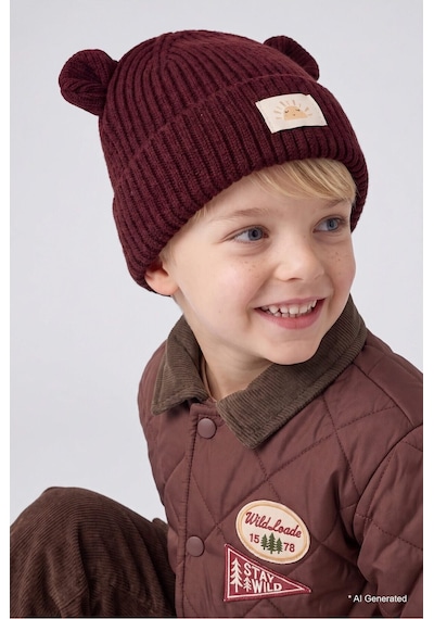 Defacto Dokuma Etiketli Kulaklı Triko Bere Erkek Bebek C8595a526wnbr230 Bordo-br230