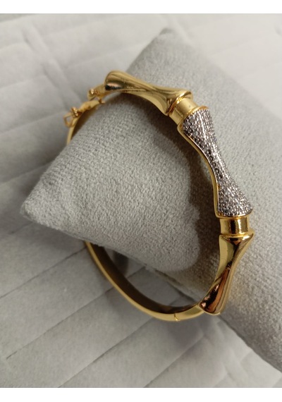 Zirkon Taşlı Gold Renk Kelepçe Bileklik Gold