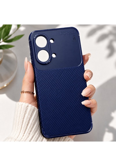 Xiaomi Poco X8 Pro Max Uyumlu Kılıf Karbon Tasarım Kamera Korumalı Silikon Telefon Kılıfı Kapak Lacivert