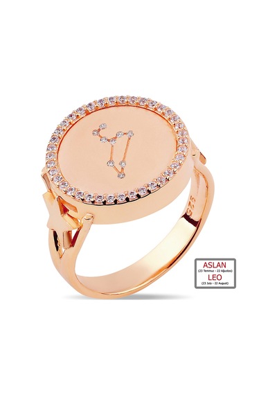 Kuyumcudukkanı Zirkontaşlı"aslan Burcu"yüzük-10433-r-leo Rose Gold