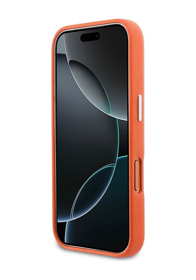 Apple iPhone Uyumlu  17 Pro Kılıf Lisanslı M-safeli Metal Kamera Ve Buton K&c Head Logolu Pu Deri Kapak Turuncu