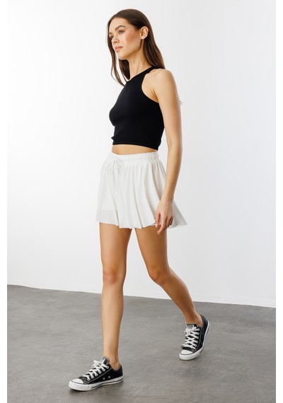Genius Store Genıus Store Bol Kesim Taytlı Spor Şort Kadın - Beyaz