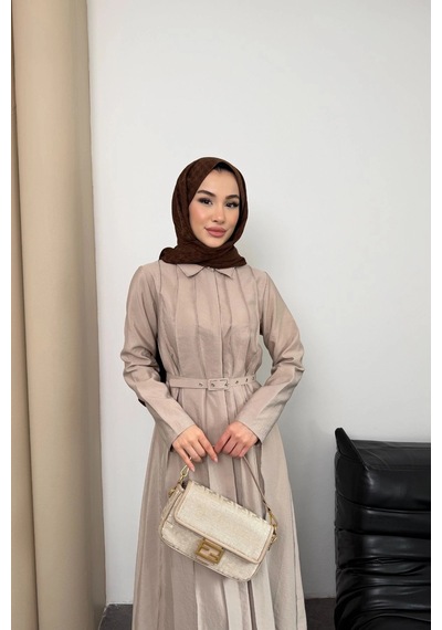 Mihran Butik Quenn Model Coupra Model Kumaş Kemer Detaylı Elbise Taş
