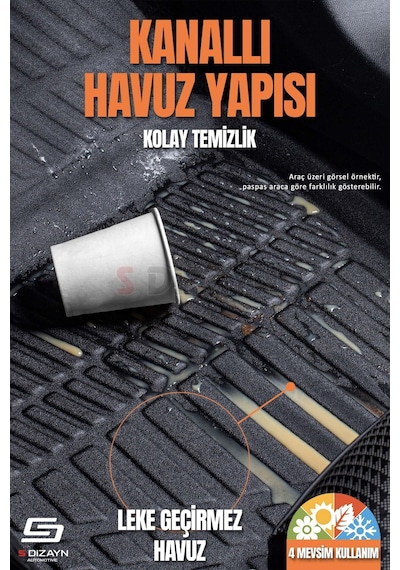 Drstuning S-dizayn Fiat Doblo Panelvan 3d Pro Havuzlu Ön 2'li Paspas 2010-2023 A+ Kalite