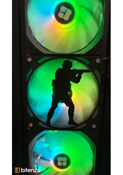 Taktik Operasyoncu Silüetli 120x120 Mm Pc Fan Kapağı - Masaüstü Bilgisayar Fan Kapağı Siyah