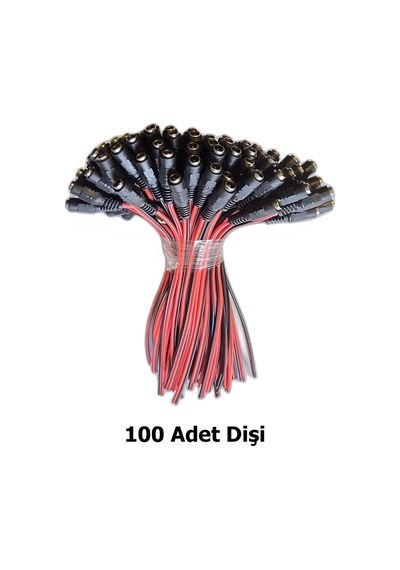 Dc Dişi Power Jack Güç Bağlantı Kablosu 100 Adet - Kamera Ve Led Adaptör Giriş Soketi- Siyah/kırmızı