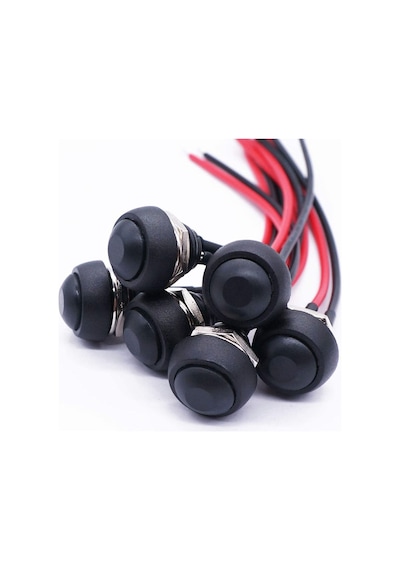 12mm Pbs-33b 2 Pin Push Buton Siyah 20cm Kablolu On Off 1a 250v Mini Yuvarlak Su Geçirmez Anahtar