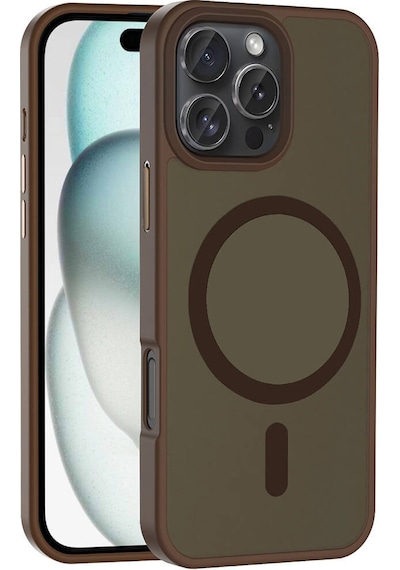 Apple Uyumlu iPhone 16 Pro Max Kılıf M-safe Şarj Özellikli Mat Arka Yüzey Zore Sio Kapak Rose Brown