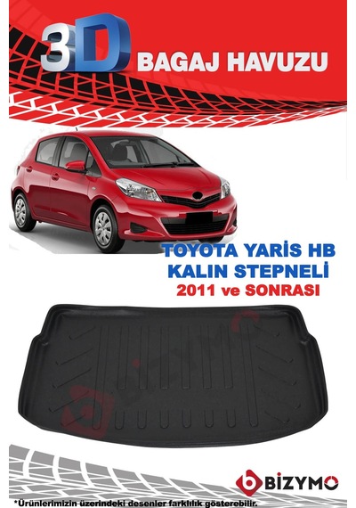 Toyota Uyumlu Yaris Hb Kalın Stepne 2011 ve Sonrası 3D Bagaj Havuzu Bizymo