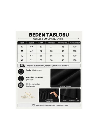 Modanida Kadın Siyah Modal Oysho Kumaş Bisiklet Yaka Rahat Kesim Alt Üst İkili Takım Siyah Siyah Modanida Kadın Siyah Modal Oysho Kumaş Bisiklet Yaka Rahat Kesim Alt Üst İkili Takım Siyah Siyah