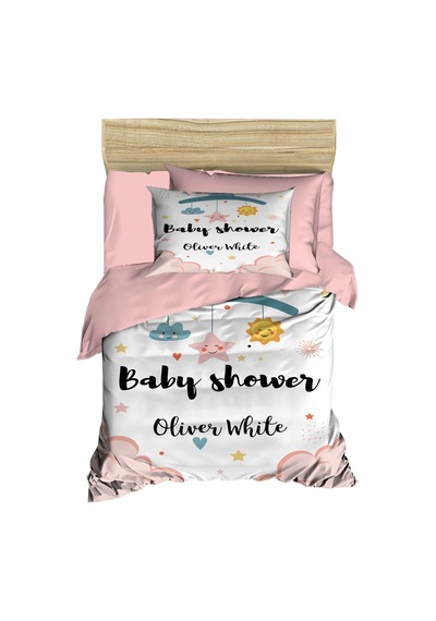 Yenidoğan Kız Bebek Nevresim Takımı %100 Pamuklu  Baby Shower White