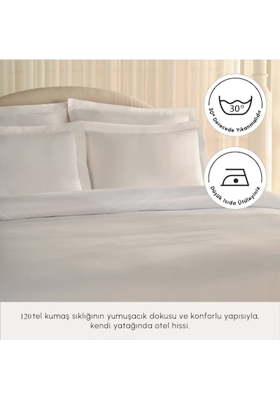 Komfort Home White Collection 120 Tel %100 Pamuk Percale Tek Kişilik Nevresim Takımı Beyaz