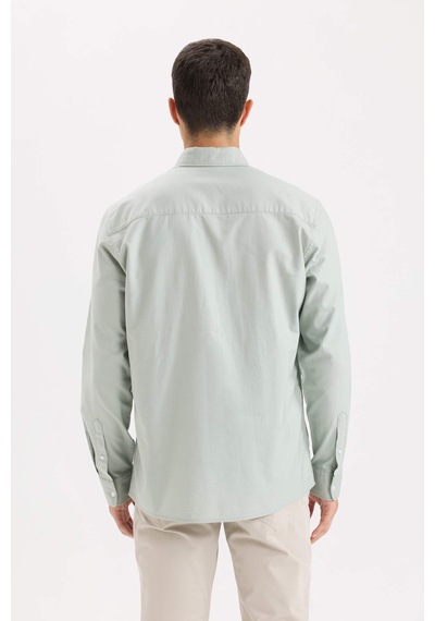 DeFacto %100 Pamuk Regular Fit Polo Yaka Oxford Basic Düz Uzun Kollu Gömlek A8028AX25SPGN1128