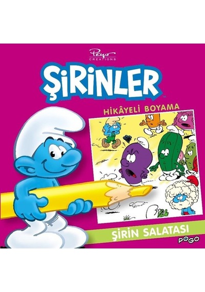 Şirin Salatası-Şirinler Hikayeli Boyama- Pogo
