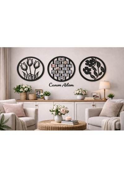 Resim Çerçevesi Canım Ailem Ve Çiçekler Çerçeve 50 Cm Çiçekler 30 Cm Dirno 11