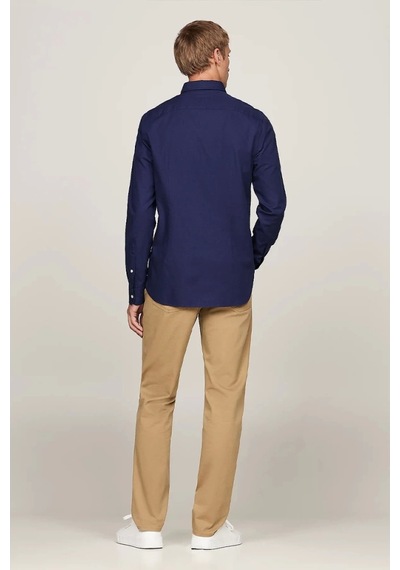 Tommy Hilfiger Erkek Lacivert Th Flex Slim Dobby Gömlek Mavi