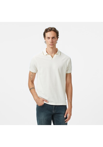 Nautica Erkek Krem Classic Fit Polo Yaka T-shirt Düz K55346t Krem