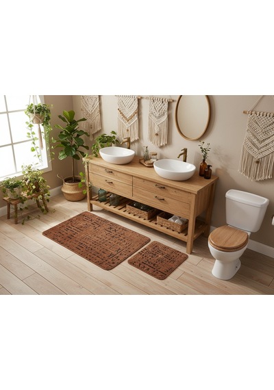 Banyo Paspası 2'li Set Göktür Desenli