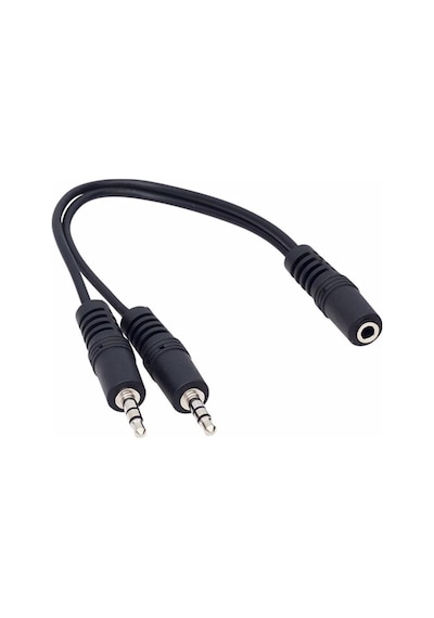 3.5 Mm Stereo Dişi-2 3.5 Mm Stereo Erkek 20 Cm Y Kablo