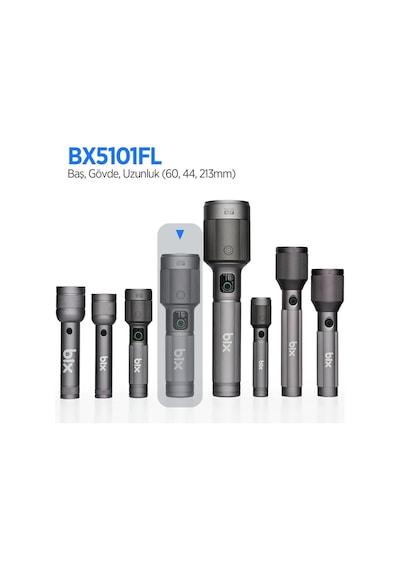Flashlight Bx5101fl 60w Led, Max. 2300 Lümen Parlaklık Ve 850 Metreye Kadar Uzun Menzilli, Şarj Edilebilir, Led Güç