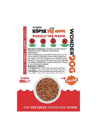 Wonderdog Kuzulu Yetişkin Köpek Konservesi 400gr X 12 Adet