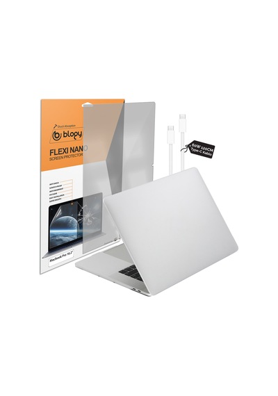 Blogy Macbook Uyumlu 16 M5  Paket - Ekran Koruyucu + 60w Şarj Kablosu + Kılıf Şeffaf