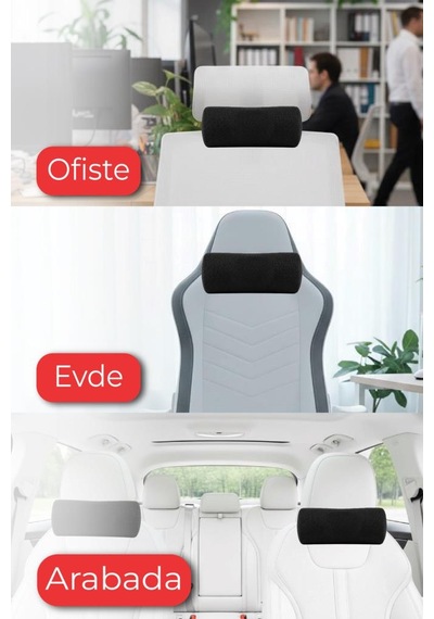 Carfort Küçük Visco Araç Boyun Yastığı Ortopedik Oto Koltuk Boyun Desteği Siyah - Ergo Travel