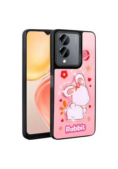 Zore Vivo Y36 5g Kılıf Parlayan Kabartmalı İkonik Figürlü Nvth Amas Silikon Kapak - Pembe