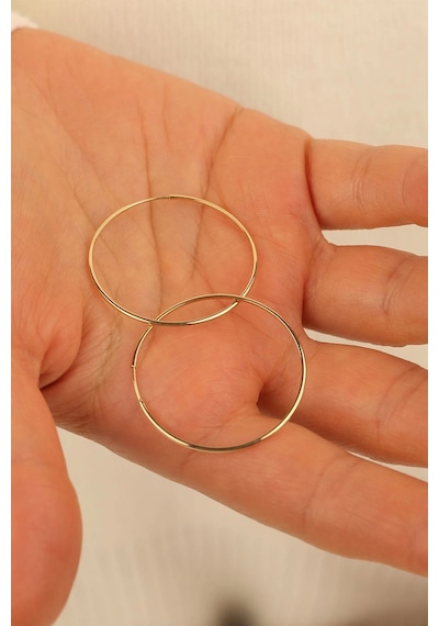 14 Ayar 3cm Halka Altın Küpe