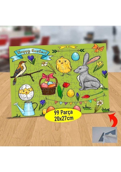 Paskalya Bayramı Neşeli Tavşan 99 Parça Puzzle Yapboz Tablo-717