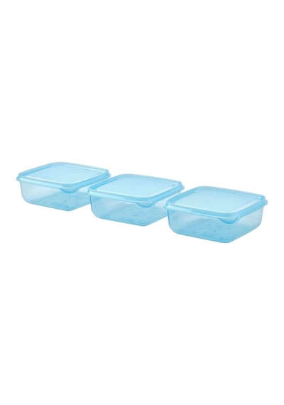Ikea Pruta 3'lü Gıda Saklama Kabı Seti 600 Ml 14 X 14 X 6 Cm Şeffaf Turkuaz