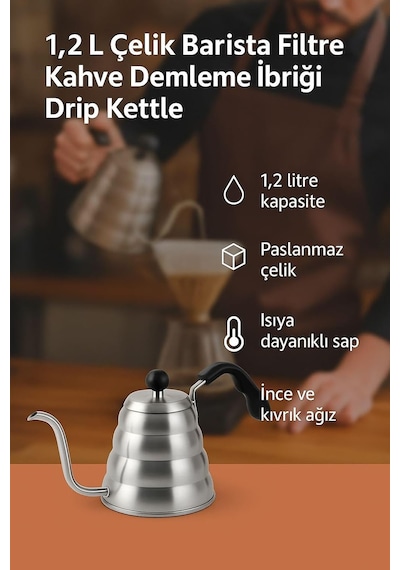 Wf 1,2 L Çelik Barista Filtre Kahve Demleme İbriği Drip Kettle Cin372 Beyaz - Çok Renkli