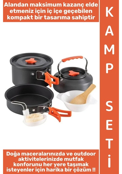 Kamp Premium Kamp Piknik Dağcılık Outdoor Yemek Pişirme İç İçe Geçebilir Kompakt Isı Yalıtımlı Kola Çok Renkli