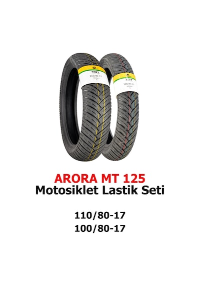 Arora Mt125 Motosiklet Lastiği 110/80-17 Tl Ve 100/80-17 Tl Missile Dubleks Set