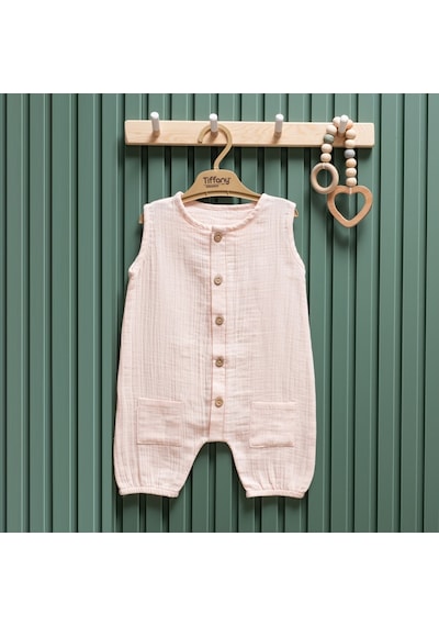 Tiffany Baby & Kids Tiffany Baby Müslin Theme Kısa Atlet Tulum 26023 Pudra