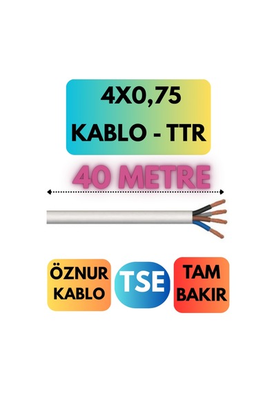 Öznur 4x0,75 Ttr Kablo Metre Seçenekli Beyaz - 40 Metre
