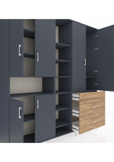 Hyperion Dolap 13 Raflı 3 Çekmeceli 6 Kapaklı 220x44x243 Antrasit-antrasit/çam Çok Renkli Hyperion Dolap 13 Raflı 3 Çekmeceli 6 Kapaklı 220x44x243 Antrasit-antrasit/çam Çok Renkli