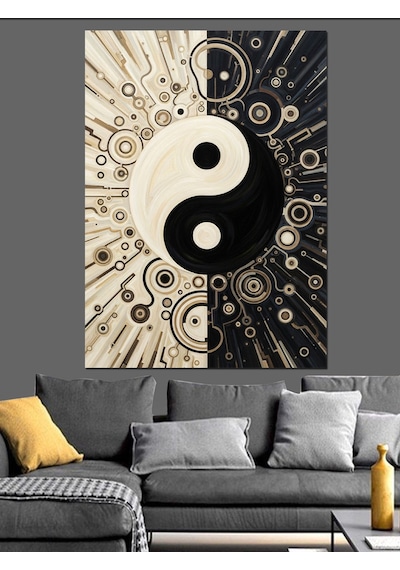 Ahşap Tablo Ying Yang Kozmik Denge Tasarımı Hayvan Tabloları